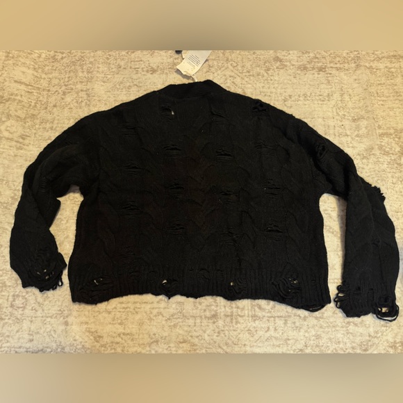 Kaos Cashmere Cable knit cardigan black - Picture 5 of 6